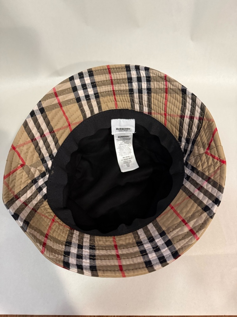 Burberry Technical Cotton Vintage Check Bucket Hat in Archive Beige Size O/S - Picture 5 of 5